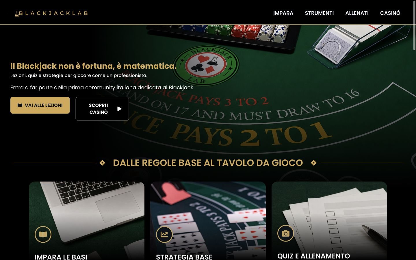 BLACKJACK LAB — anteprima del progetto